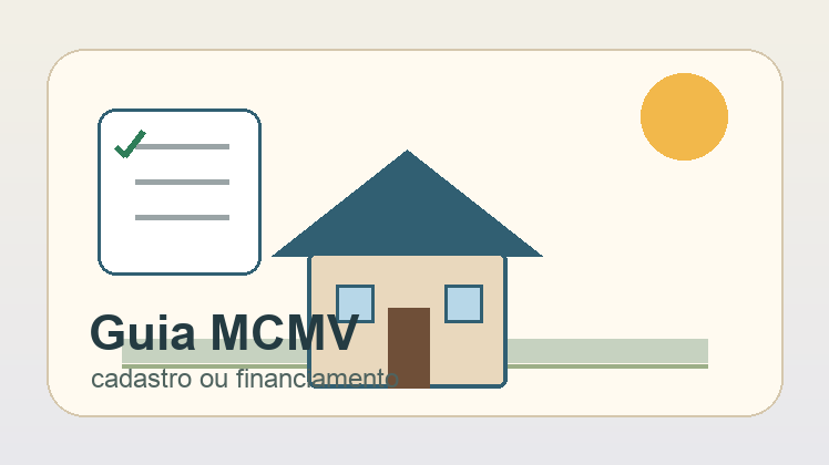 Ilustração original de família e casa com caminhos oficiais do Minha Casa Minha Vida